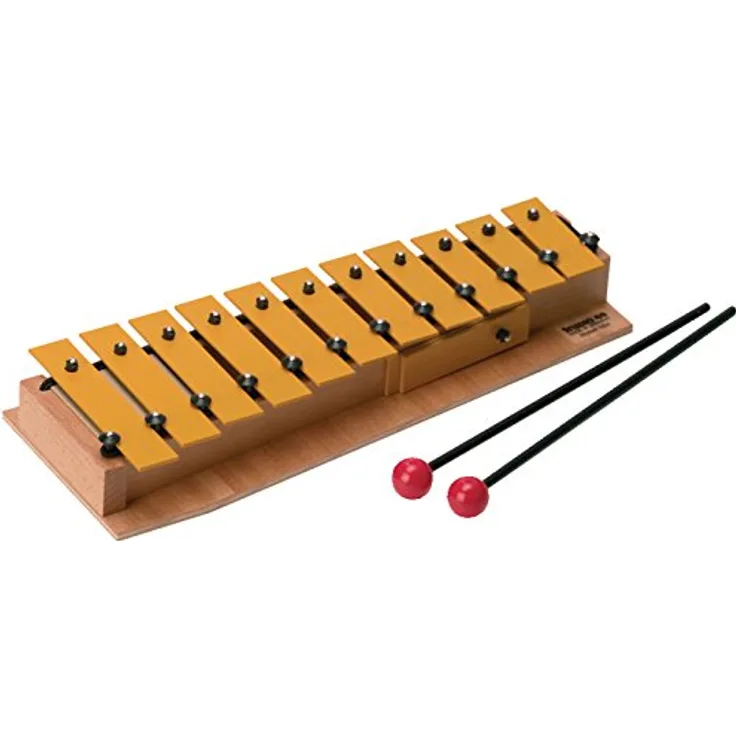 Studio 49 GSd Sopran Glockenspiel, 13 Stäbe aus Klangstahl, Resonanzkasten aus Rotbuche, inkl. Schlägel, Cantabile Serie