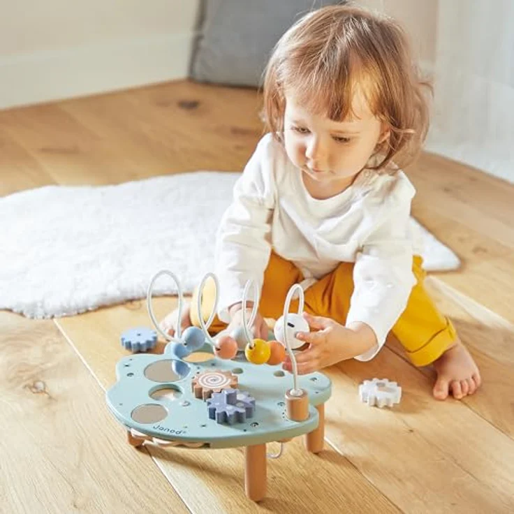 Janod Motorikschleife Aktivitätsblatt, Lernspielzeug für Babys ab 18 Monaten mit 5 Aktivitäten, FSC®-zertifiziert, langlebig – Bild 2