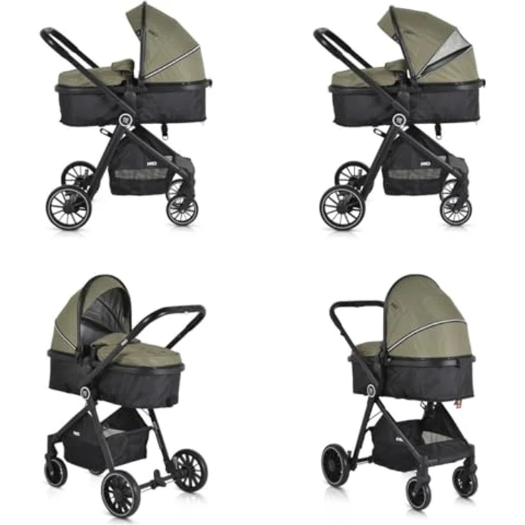 Moni Kombikinderwagen 2 in 1 Rio 22 kg grün, umbaubar, klappbar, großer Korb – Bild 5