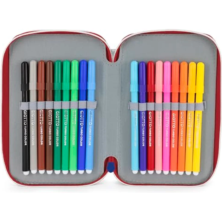 Clondo 3-Fach Federmäppchen für Jungen, gefüllt mit 46 Teilen – inkl. radierbarer Stifte, Filzstifte, Buntstifte – ideal für Schule & als Geschenk – Blau – Bild 4