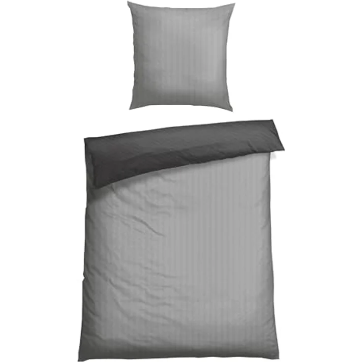 Schiesser Bettwäscheset Silva | Renforcé | 100% Baumwolle aus nachhaltiger Produktion | 155x220cm + 80x80cm | Grau – Bild 4