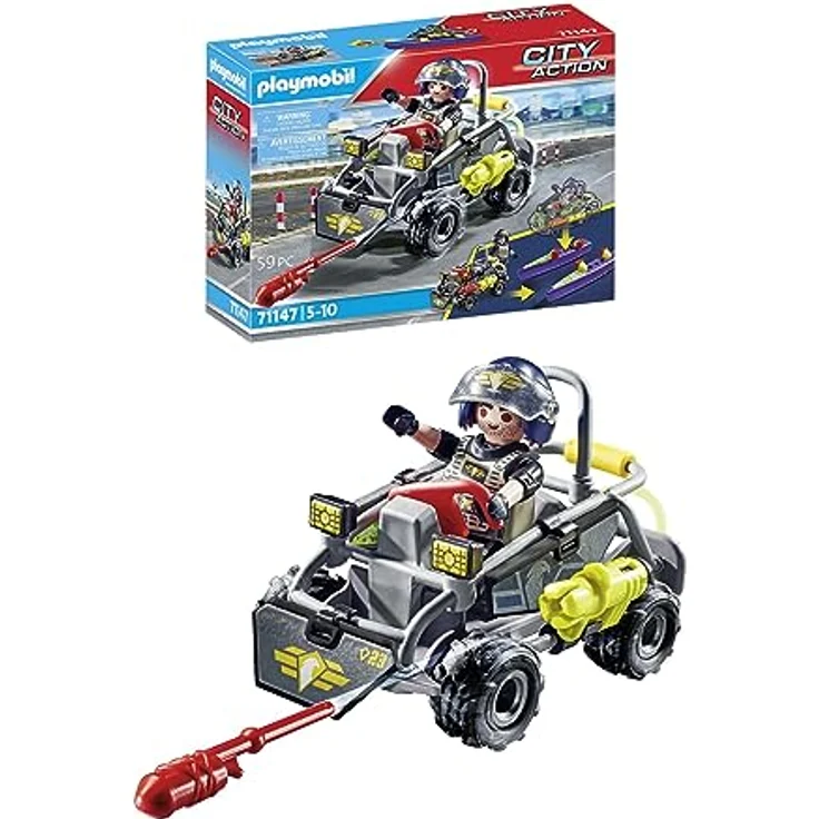 PLAYMOBIL 71147 SWAT-Multi-Terrain-Quad Spielset, wandelbares Fahrzeug für Verfolgungsjagden, mehrfarbig – Bild 1