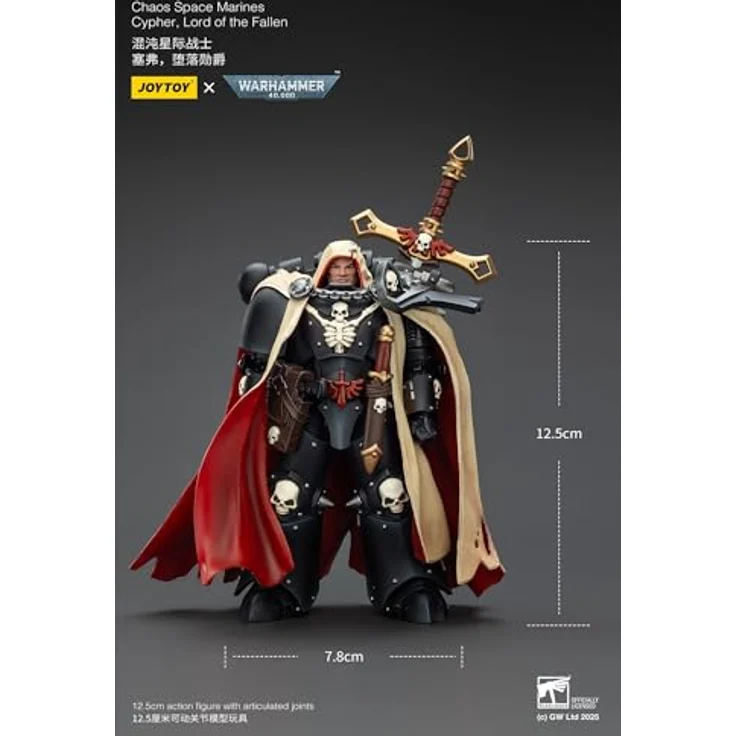 JOYTOY Warhammer 40.000 Chaos Space Marines The Fallen Lord Cipher, 1:18 Maßstab Figur mit feinen Details und militärischem Design – Bild 2