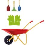 Theo Klein 7669 Kinderschubkarre aus Metall, bis zu 10 Kilo belastbar, inkl. Spiel-Gartengeräten für Kinder ab 3 Jahren