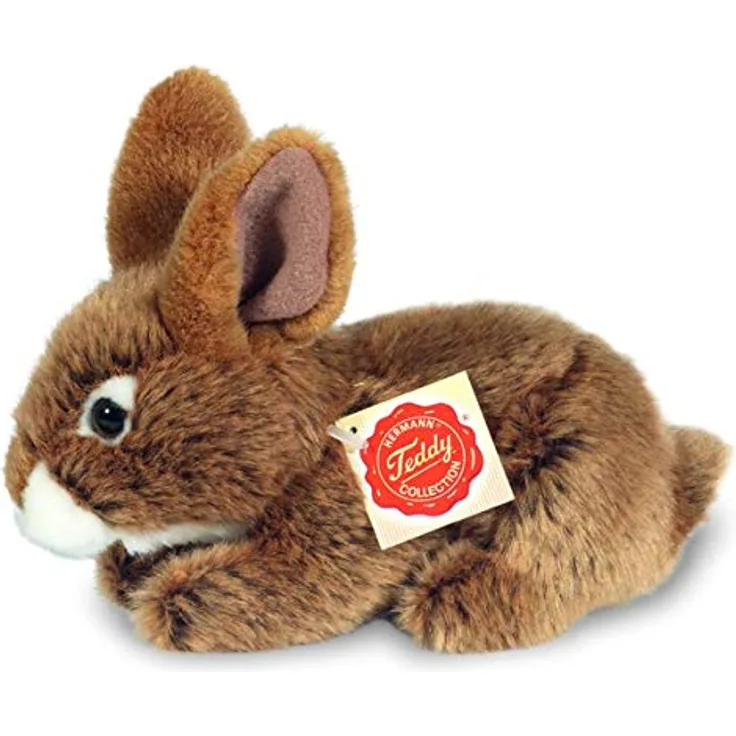 Teddy Hermann 93709 Hase sitzend braun 19 cm, Kuscheltier, Plüschtier mit recycelter Füllung