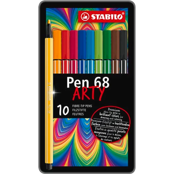 Premium-Filzstift - STABILO Pen 68 - ARTY - 10er Metalletui - mit 10 verschiedenen Farben – Bild 1