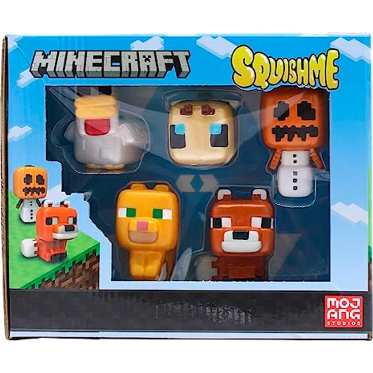 Diverse Mini Squishme Minecraft Set, 5 ikonische Figuren mit Metallic-Lackierung, Offizielles Merchandise für Fans und Sammler – Bild 1