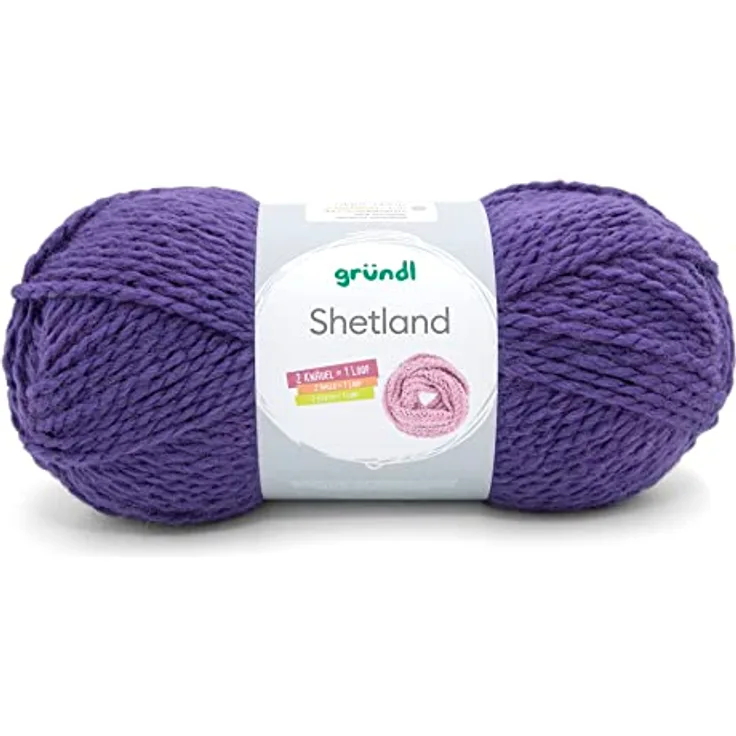 Gründl Shetland Wolle (modisches und weiches Strickgarn aus 80% Polyacryl und 20% Wolle, 100 g / 170 m, Nadelstärke: 7-8, 1 x 100 g), lila