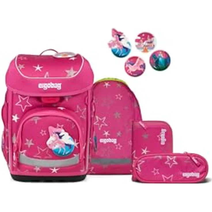 ergobag cubo Set, ergonomischer Schulranzen 5-teilig für 1. Klasse, standfest, mit Individualisierungsmöglichkeiten, gefertigt aus 27,7 recycelten PET-Flaschen – Bild 1