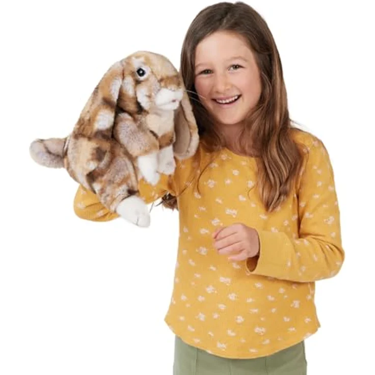 Folkmanis Silky Bunny Rabbit, Handpuppe aus seidenweichem Material, 25 cm, bewegliche Ohren und Kopf – Bild 4