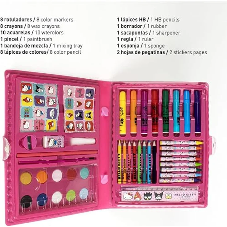 Cerda Kreativset Hello Kitty Mal- und Schreibset – Ausmalbares Schreibwaren-Set für Kinder, kompakt und leicht, 26,7 x 45,3 x 3,0 cm – Bild 2