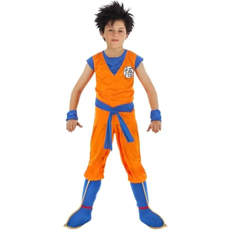 Chaks Dragon Ball Goku Kostüm, offiziell lizenziertes Merchandise mit Top, Hose, Ärmel, Gürtel und Gamasche