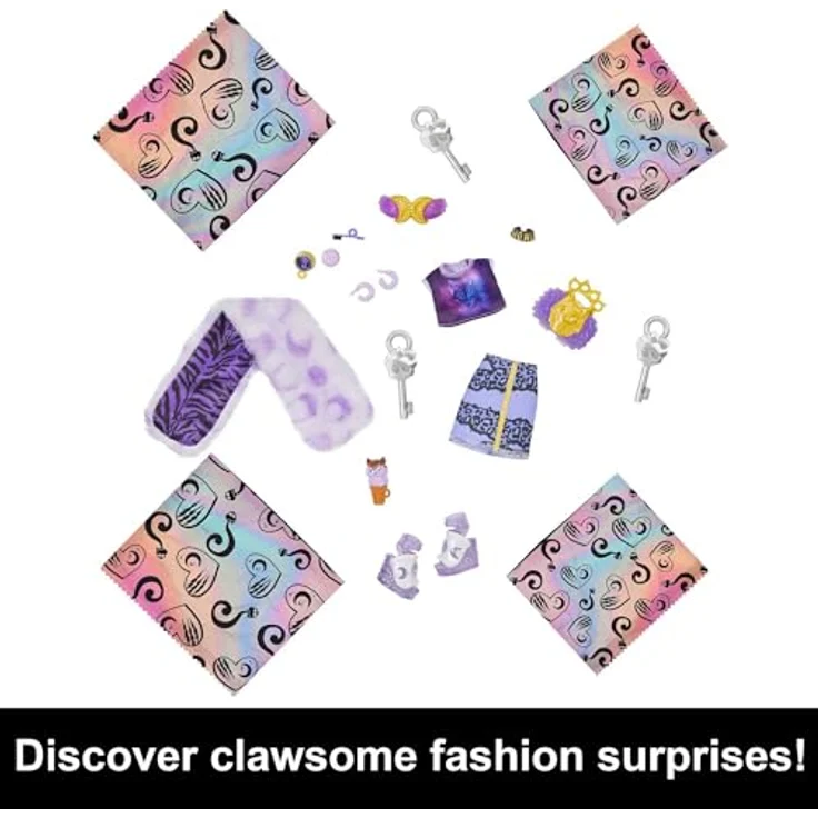 Monster High-Puppe und Outfits, Clawdeen Wolf, Skulltimate Secrets: Fearidescent-Serie, Spind mit über 19 Überraschungen, HNF74 – Bild 4