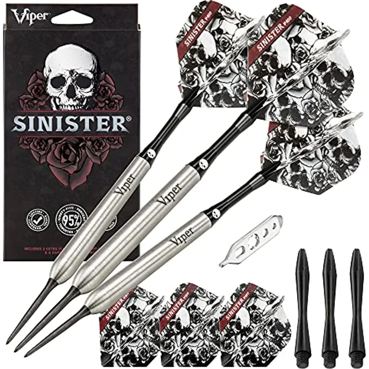 Viper Sinister 95% Wolfram Stahl Spitze Darts, weiß/schwarz