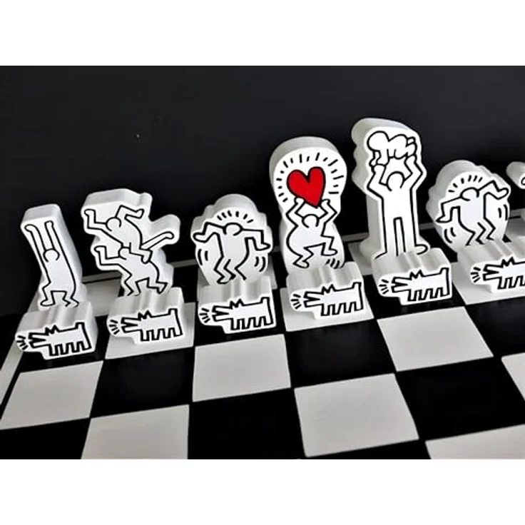 Vilac Mein Schachspiel Keith Haring, klassisches Holzschachspiel mit Baumwolltasche, bunt – Bild 13