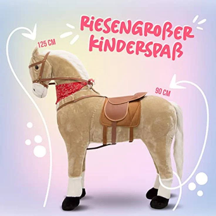 Pink Papaya Giant XXL Kinder Spielpferd zum Reiten Sternchen 125 cm | Plüschpferd | Fast lebensgroßes Pferd zum Reiten für Kinder | Stehpferd bis 100kg belastbar mit Sounds – Bild 5