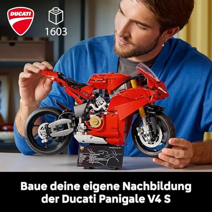 LEGO Technic 42202 Ducati Panigale V4 S, Motorrad Bausatz mit 1.603 Teilen, authentischen Funktionen und Ständer, rot – Bild 2