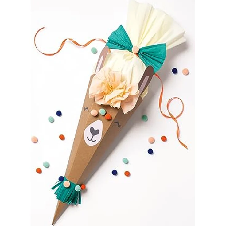 folia 92703 - Schultüte Bastelset SAFARI SCHOOL, Bastelmaterial für eine Zuckertüte, gestaltbar als Lama, Löwe oder Faultier, ca. 68 cm – Bild 5