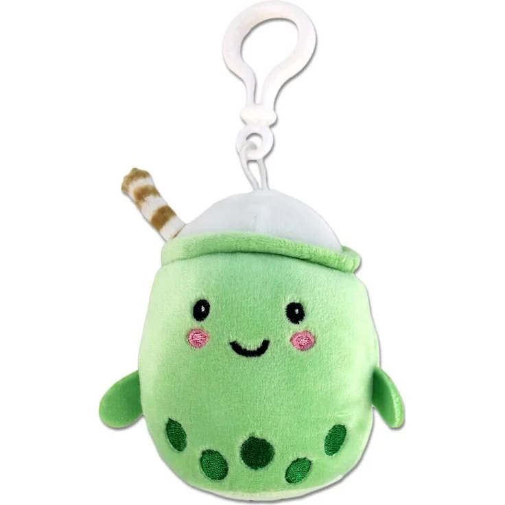 BEMIRO Bubble Tea Anhänger aus Plüsch mit Bagclip, süßes Design in Pastellfarben