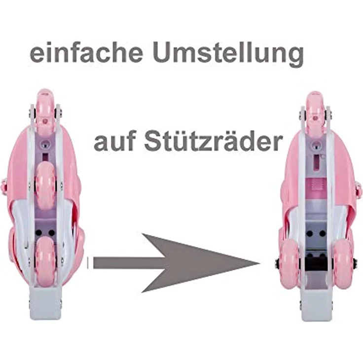 JAMBACH Kinder Inliner Set mit Protektoren verstellbar zum Rollschuh mit LED rosa (M (34-37)) - Größenverstellbare Kinder Inliner mit blinkenden Rollen – Bild 3