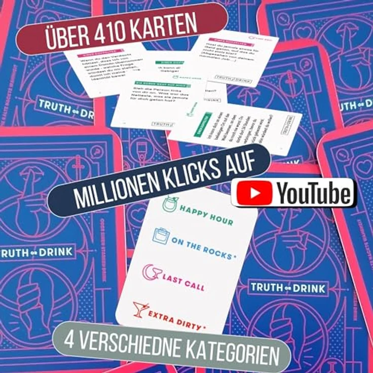 Huch Truth or Drink, Kartenspiel mit über 410 Karten, inklusive harmlosen und „Extra dirty“ Fragen – Bild 3