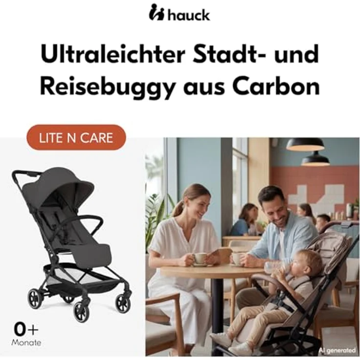 Hauck Reisebuggy Lite N Care, ultraleichtes Carbon-Gestell, Dark Anthracite, IATA-kompatibel, inkl. Gratis Mobilitätsgarantie – Bild 2