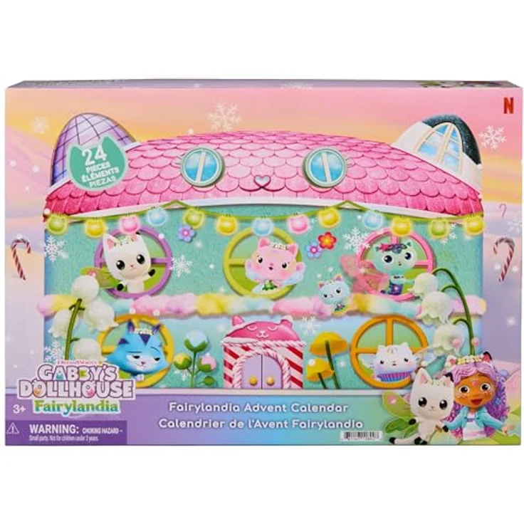 DREAMWORKS GABBY'S DOLLHOUSE Gabby's Dollhouse Figure Fairylandia Advent Calendar mit 24 Überraschungen, 7 exklusiven Figuren und winterlicher Spielfläche – Bild 3
