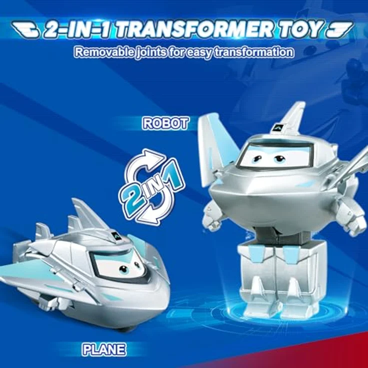 Super Wings Transformations-Flugzeug Traver, 2-in-1 Action Figur, 5 cm großes Spielzeug, Silver, für Jungen und Mädchen ab 3 Jahren – Bild 2