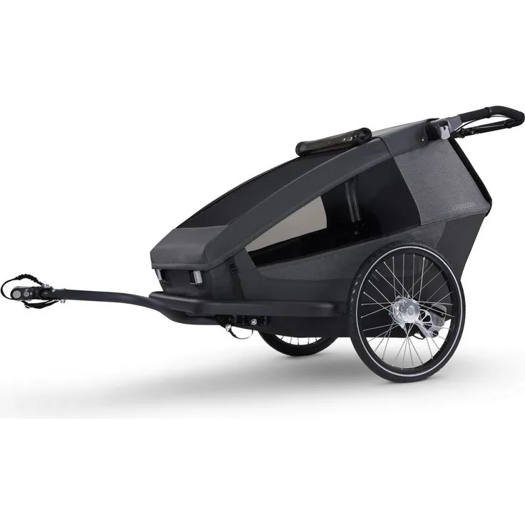 Croozer Fahrradkinderanhänger Kid Yuuna All-in-One Fahrradanhänger, Platz für 2 Kinder, schwenkbarer Babysitz, 80 Liter Kofferraum