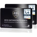 MakakaOnTheRun 2X RFID Blocker Karte (3fach geprüft: DEKRA + EMV + HF Labor) - 360° Schutzkarte für Geldbörse - NFC Blocker Karte - Schutzkarte gegen Datenklau - RFID Blocker Card