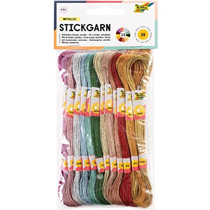 Folia Mettalic Stickgarn, 26 Stück, harmonische Farbkombination – Bild 2