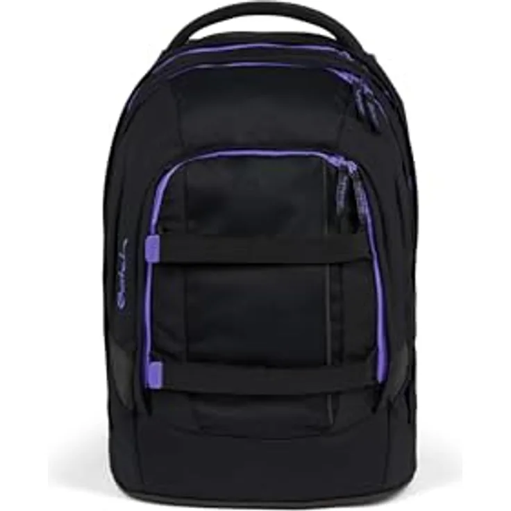 Satch Schulrucksack Pack, aus 100% recycelten PET-Flaschen, mit Organizer und verstellbarem Tragesystem, schwarz