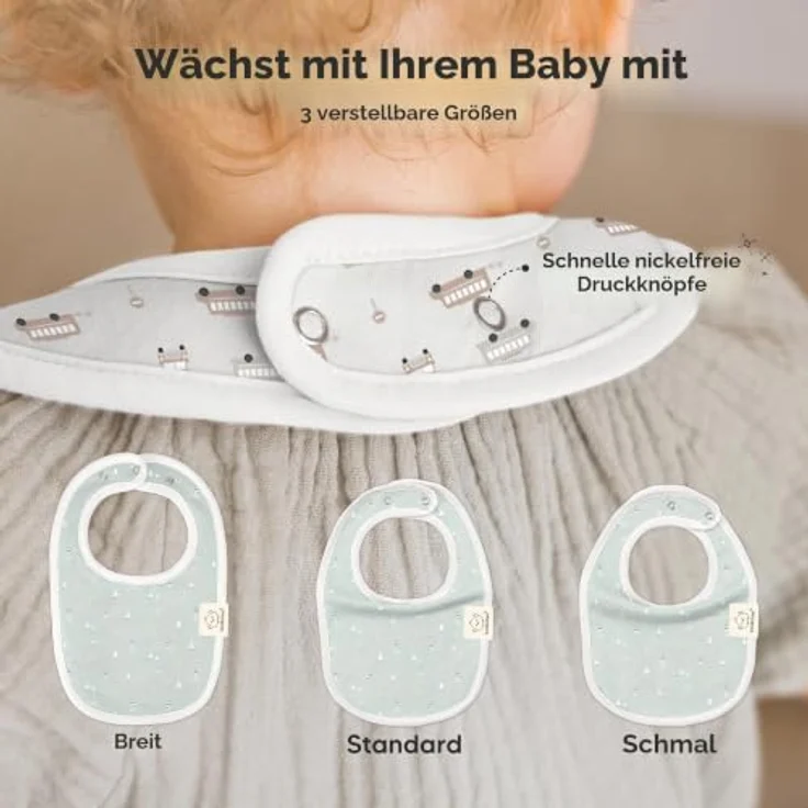 KeaBabies 8-Pack Bio Lätzchen, niedliche und stylische sabber- und fütterlätzchen für Jungen und Mädchen, mit wasserdichtem Vlies, verstellbaren Druckknöpfen und Geschenkbox – Bild 4