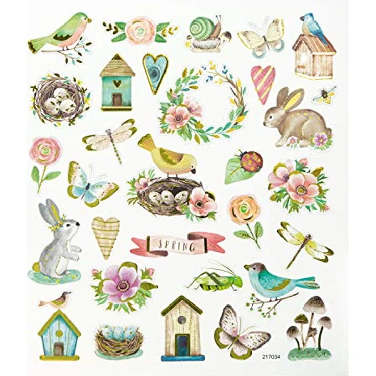 folia 18212 - Charming Sticker, Spring I, 60 Sticker, in verschiedenen Motiven, einfach von der Folie abzuziehen – Bild 3