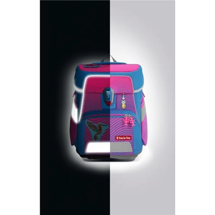 Step by Step Schulranzen-Set SPACE NEON Kolibri Kaja, ergonomisch, höhenverstellbar mit Hüftgurt, 20l, rosa-blau – Bild 3