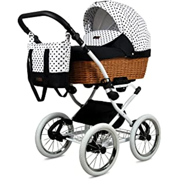 Babylux BabyLux ALU 2in1 Kinderwagen für Kleinkinder - 59x105x125cm - Max. 15kg - Black Dots White Frame - Multifunktional und Elegant – Bild 2