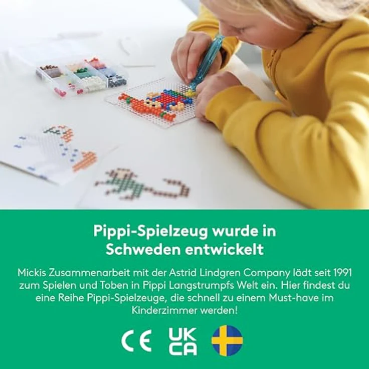 Pippi Langstrumpf Wasserperlen Kreativset, 1-tlg, Bastelperlen für Kinder, einfache Anwendung ohne Bügeln, Pippi-Favoriten gestalten – Bild 5