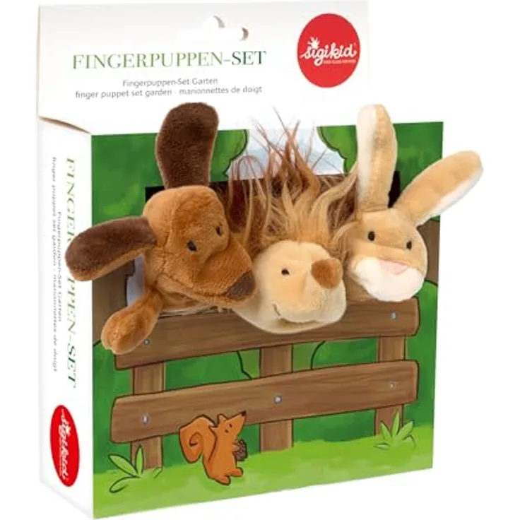 sigikid Fingerpuppen Set, braun/beige/Garten - Fröhlicher Spielspaß für Kinder ab 6 Monaten