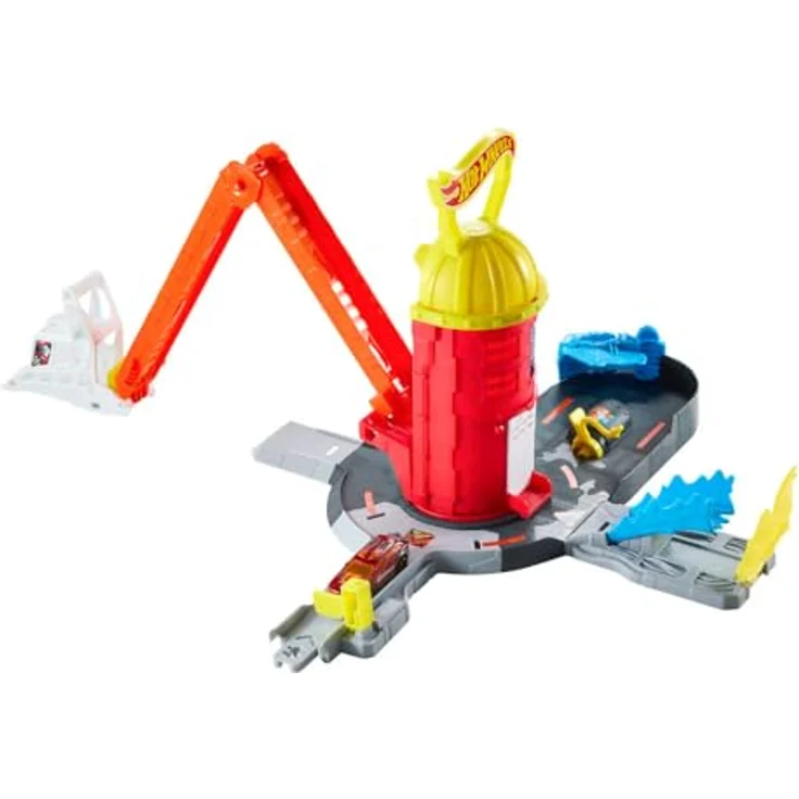 Hot Wheels City Super Feuerwehrwache, Spielset mit Schwerkraftabwurf und 1:64 Feuerwehrwagen, ab 4 Jahren – Bild 2