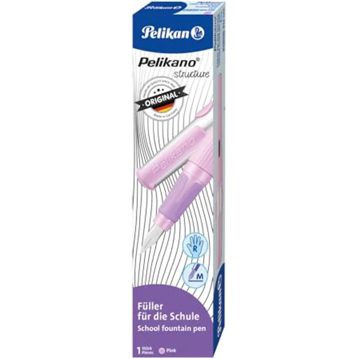 Pelikan Füllfederhalter Pelikano structure, Schulfüller für Rechtshänder, mit Edelstahl-Feder und großem Tintensichtfenster, Farbe wählbar – Bild 2