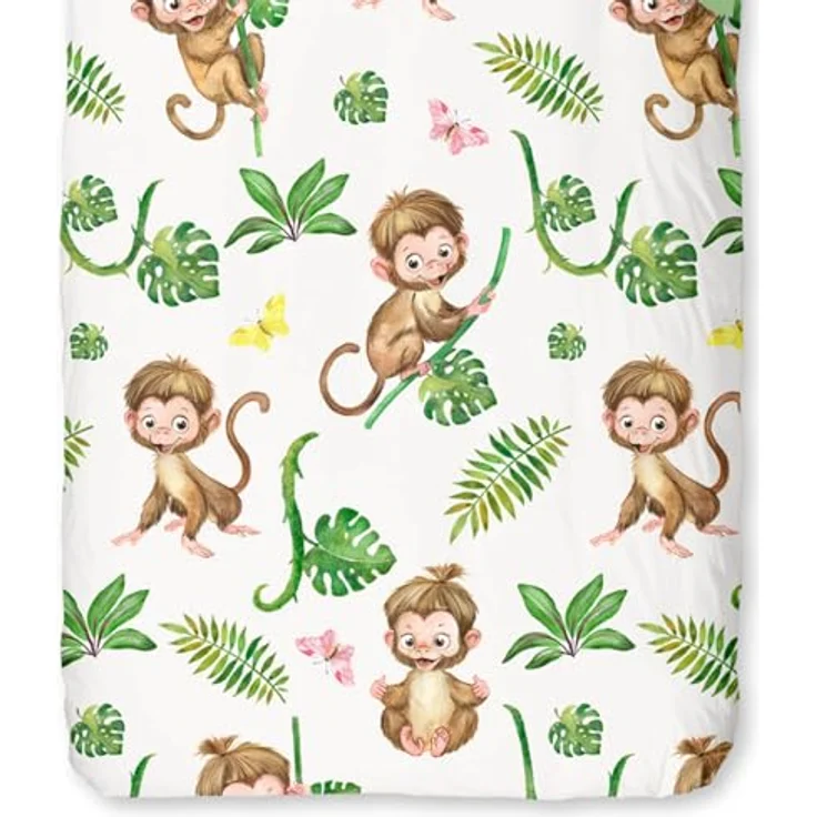 ESPiCO Bettwäsche Trendy Bedding Kletteraffe Grün Äffchen Schmetterlinge Farne Blätter Palmen Wendeoptik Renforcé, 135 cm x 200 cm – Bild 3
