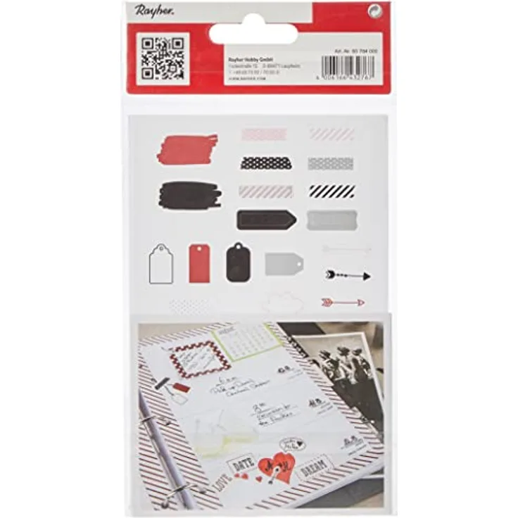 Rayher 60784000 Sticker Worte+Icons, Rot/Rosa/Schwarz, FSC Mix Credit