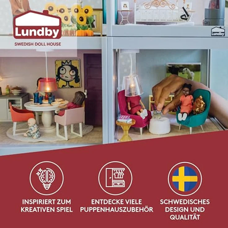 Lundby Puppenhausmöbel Puppenhauszubehör, 5 Teile aus natürlichen Materialien, für Kinder ab 4 Jahren – Bild 2