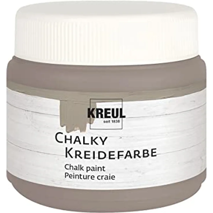 KREUL Chalky Kreidefarbe Mild Mocca, 150 ml, sanft-matte, cremig deckend, schnelltrocknend, für Used Look Effekte – Bild 1