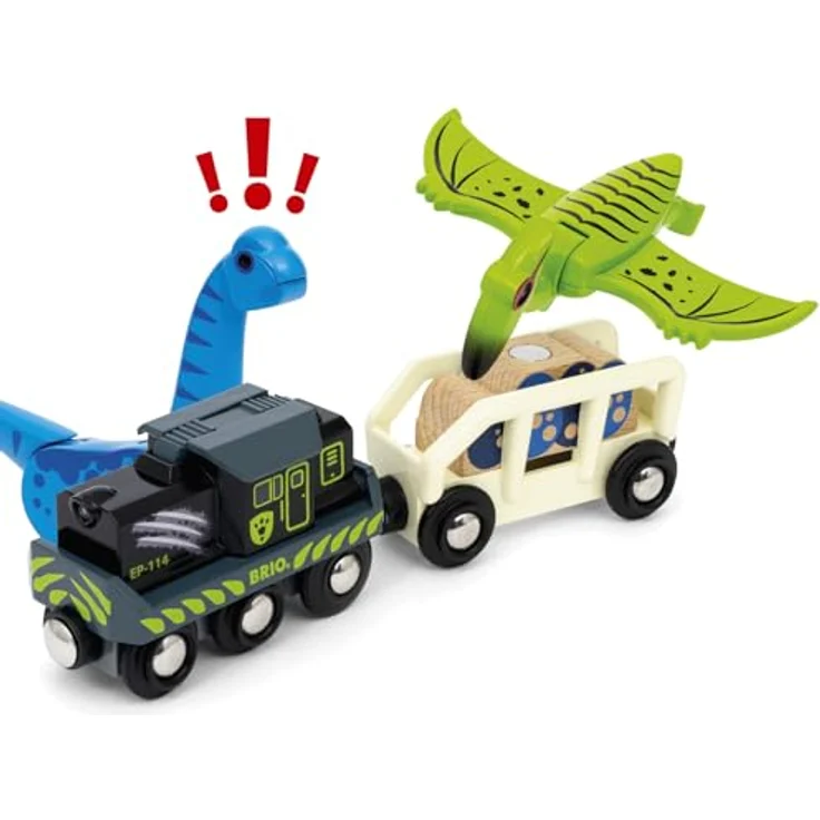 BRIO® Dinosaurier Batteriezug, 5-tlg. Spielzeug-Eisenbahn Set mit beweglichen Dinosaurierfiguren und Frontscheinwerfern, FSC® zertifiziert – Bild 8