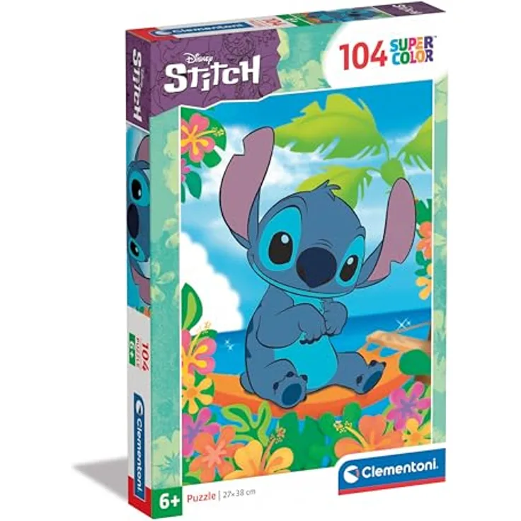 Clementoni Disney Stitch Kinder Puzzle 104 Teile, 37,9 x 26,9 cm, Geschicklichkeitsspiel für Kinder ab 6 Jahren, umweltfreundlich produziert