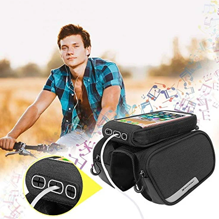 Wozinsky WBB2BK Fahrradtasche, wasserdichte Gepäcktasche mit Handyhalterung für Smartphones bis 6,5 Zoll, 1,5 L Volumen – Bild 5