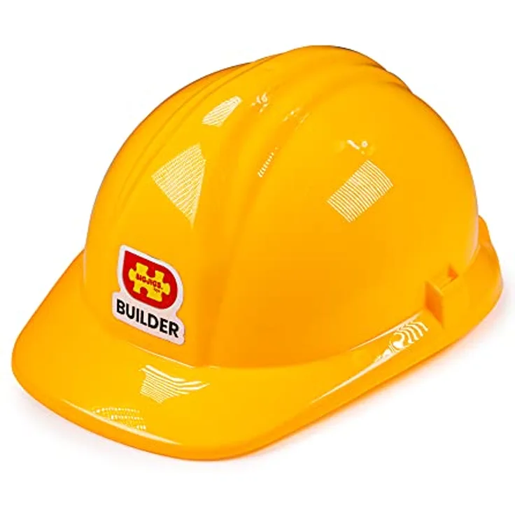 Bigjigs Toys Builder's Helmet - Yellow Kids Hard Hat, Adjustable Size (53cm-56cm), Ideal Construction Toy for Pretend Play