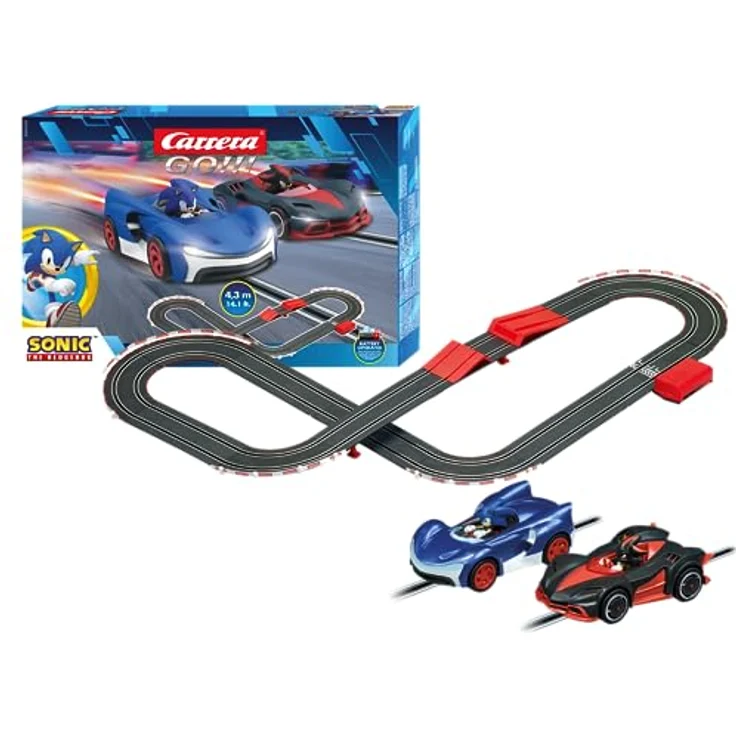 Carrera 20063520 Sonic the Hedgehog - Batteriebetriebene Rennbahn mit Jumping Hill, Offizielle SEGA Lizenz, 2 Fahrzeuge: Sonic "Speed Star" & Shadow "Dark Reaper" – Bild 1