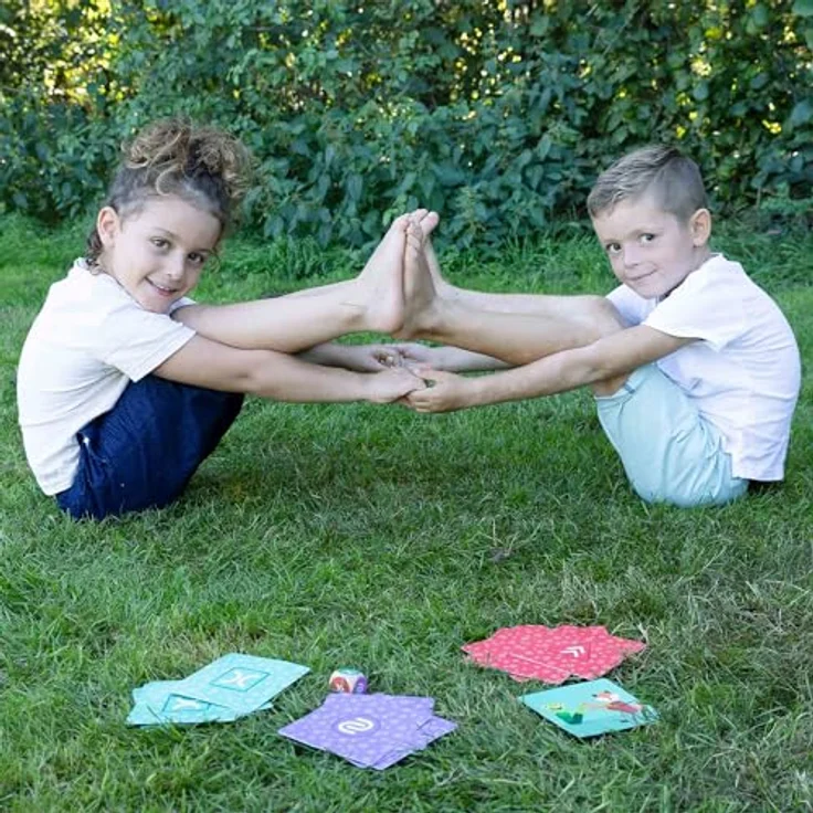 SES Creative Akrobatische Tiere, Yoga-Spielset für Kinder ab 5 Jahren, 27 Karten + Würfel, Outdoor Motorik-Aktivitäten, Made in Holland – Bild 5